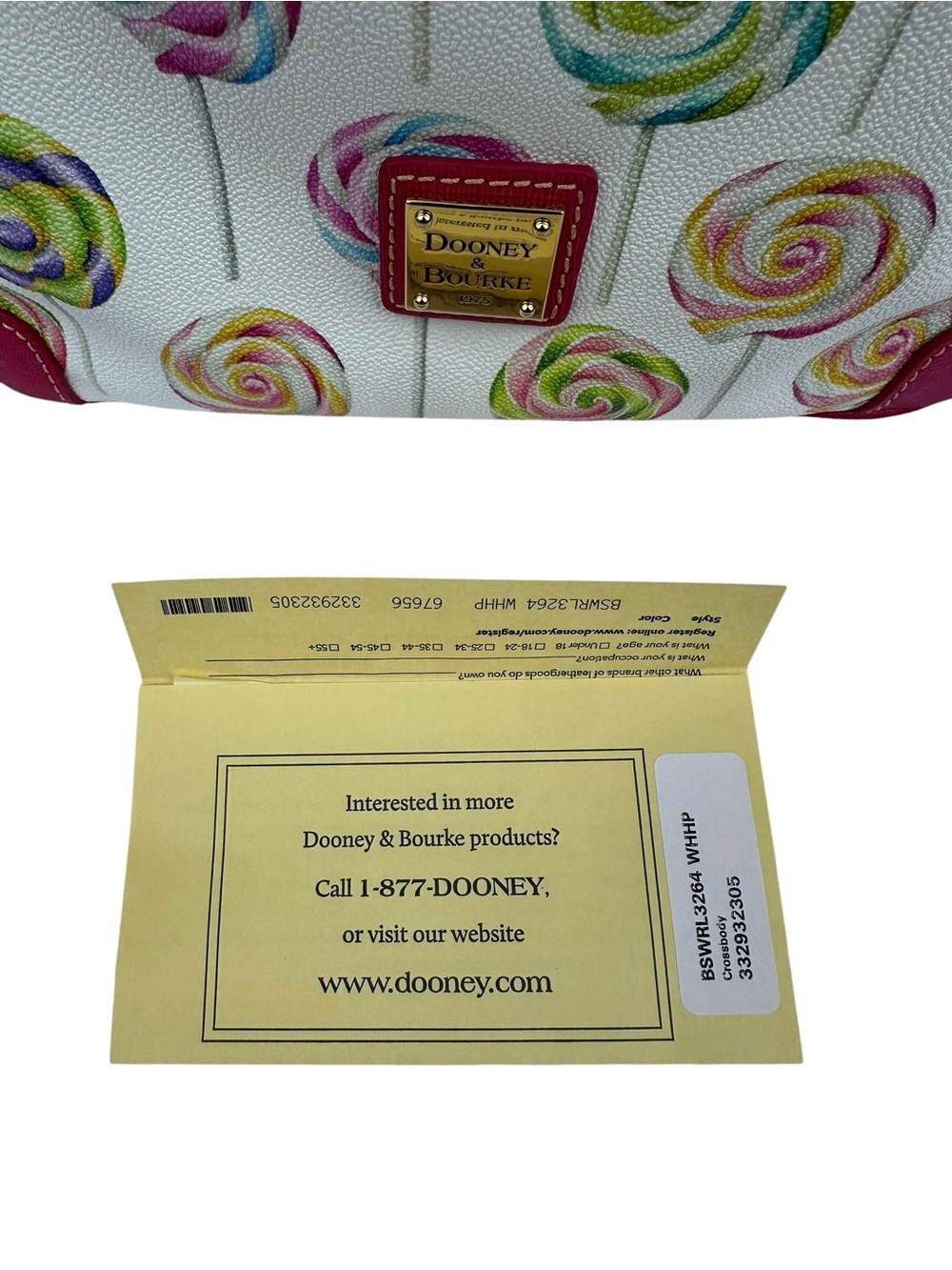 RARE Dooney & Bourke Lollipop Swirl Coated Cotton Letter Carrier Crossbody Purse - Picture 14 of 15
